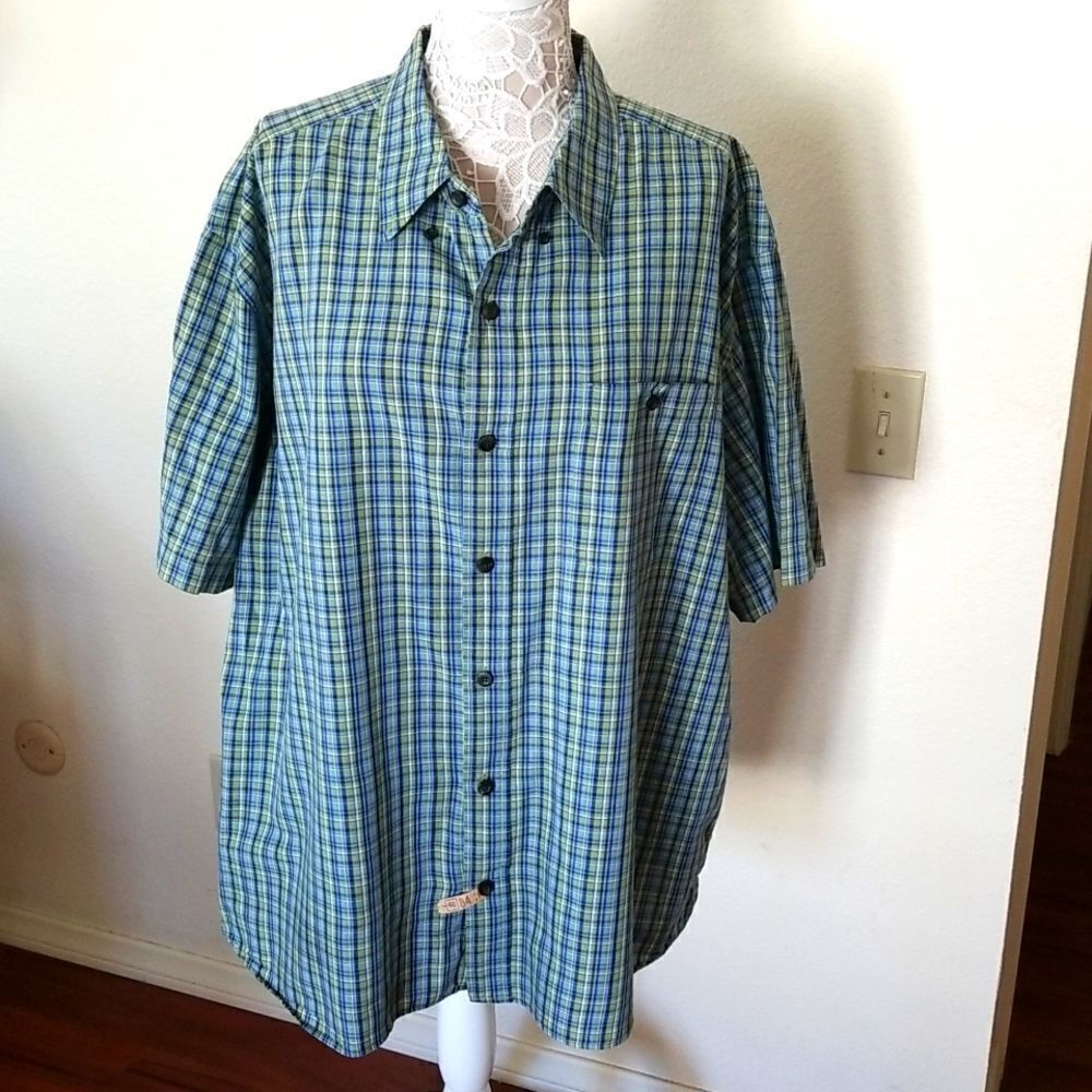 Eddie Bauer Geometrical Short Sleeve Gorpcore Button Down Shirt Size XXL